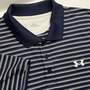 Under Armour Mens Polo Shirt L Performance Striped Golf Athleisure Casual